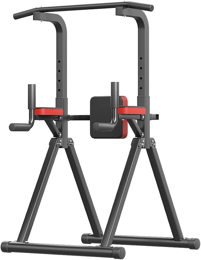 Foldable Power Tower, Adjustable Multifunction Pull Up Bar Dip Station Rack