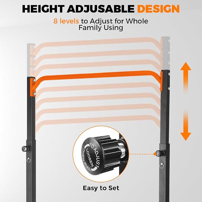 Pull Up Bar Station, Heavy Duty Chin Up Pullup Bars Free Standing Home Gym | 92" Adjustable Height, 440lb Capacity, 39.1" Wide Strength Training hanging Bar for Exercise, Outdoor Indoor Workout Fitness