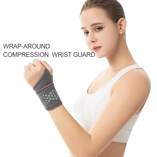 Compression Wrist Support Brace, Gym Wrist Wraps for Fitness, Weightlifting, Wrist Straps for Tendonitis, Carpal Tunnel Arthritis, Pain Relief, Adjustable Fit Left or Right Hand