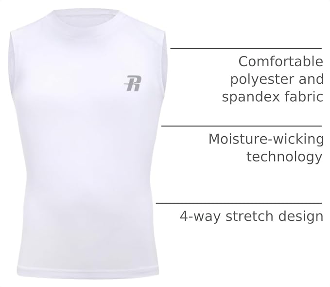 Runhit Boys Sleeveless Compression Shirt Kids Athletic Tank Tops Youth Quick Dry Undershirt for Football Basketball
