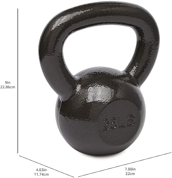 Amazon Basics Cast Iron Kettlebell for Strength Training, Textured Wide Handle, Black