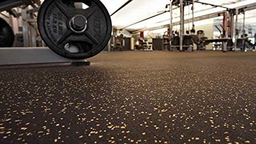 American Floor Mats Fit-Lock 3/8 Inch Heavy Duty Rubber Flooring - Interlocking Rubber Tiles (24" x 24" Tile) 10% Red 12' x 18' Set (54 Tiles Total) - Exercise Mats, Home Gym Sets