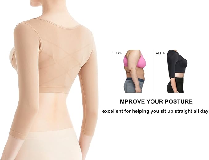 KSKshape Arm Shaper for Women Arm Compression Sleeves Post Surgical Slimming Sleeves Posture Corrector Tops Shapewear