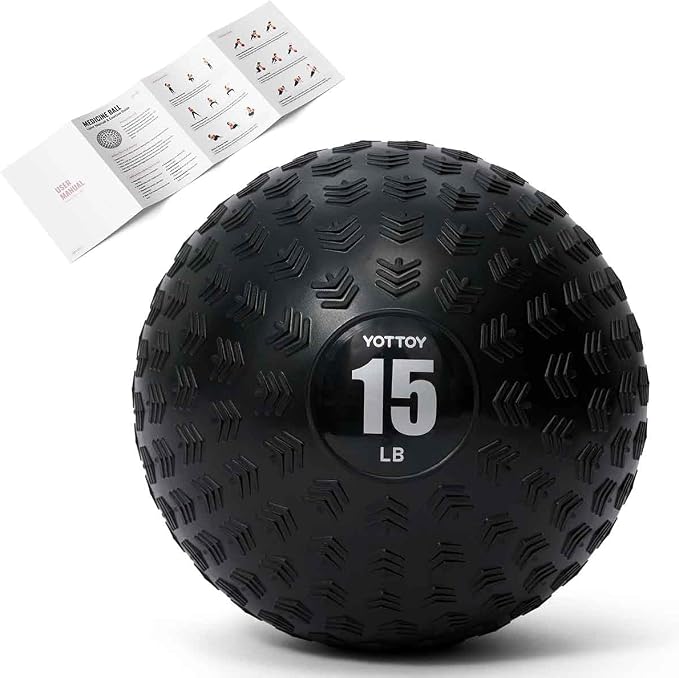 YOTTOY Slam Ball Medicine Ball, Sand-Filled No Bounce Weighted Ball with Textured Grip for Exercise, Strength Conditioning, Cardio, Core Workouts and Cross Training