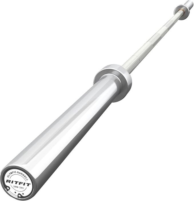 RitFit Elite 7ft Olympic Barbell, Robust 45lb Barbell for Weightlifting and Powerlifting, Superior Olympic Bar with Exceptional 500lbs Load Capacity, Weight Bar for 2” Standard Plates