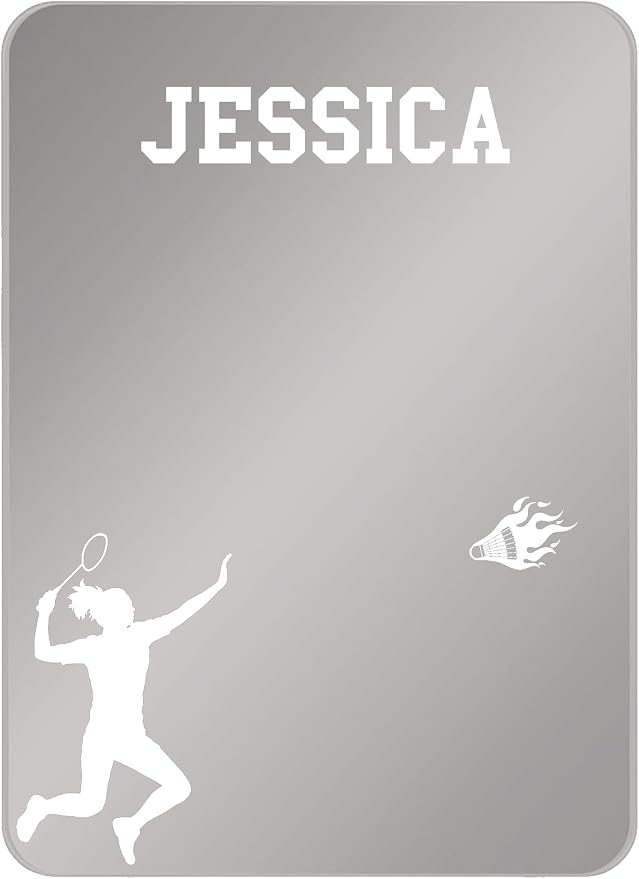 Personalized Sports Player Fan Team Club Locker Mirror Magnet – Back to School Decor, Colorful Magnetic Organizer Accessory for Gym, Home, Office & Refrigerator (Badminton Female)