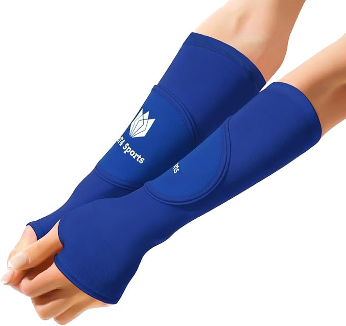 FitsT4 Sports Volleyball Arm Sleeves for Girls Passing Forearm Sleeves with Protection Pads and Thumbhole for Youth