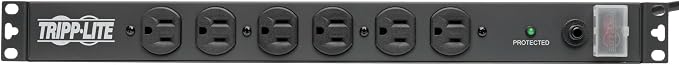 Tripp Lite 14-Outlet Rack Mount Surge Protector Power Strip PDU, 15A, 120V, 3000 Joules, 15ft Cord with 5-15P Plug, 1U Horizontal Rack Mount, Lifetime Manufacturer's Warranty (DRS-1215)