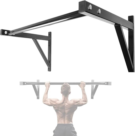IRONWALLS Wall Mounted Pull Up Bar Heavy Duty, 500LBS Capacity | Wall Mount Chin Up Bar for Strength Training, Home Gym, Steel Upper Body Workout Equipment for Indoor Outdoor