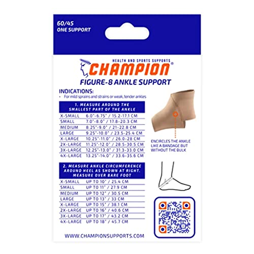 Champion Figure-8 Ankle Support, Light Elastic Compression Brace, Muscle Joint Recovery, Beige, 3X-Large