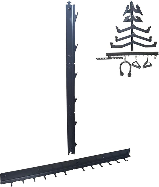 LAT Pull Down Bar Storage Rack Gym Storage Wall Organizer for Lat Pulldown Attachments, Cable Attachments Rack for Gym Accessories, Workout Equipment Storage