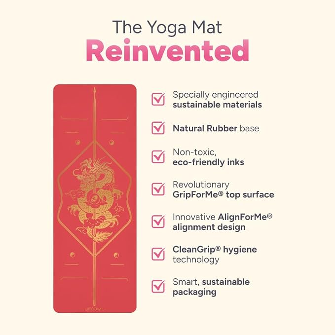 Liforme Zodiac Yoga Mat - Patented Alignment Design, Advanced Non-Slip Grip | Eco-friendly, Non-Toxic, Sweat-Resistant, long, wide, 4.2mm thick mat for comfort, recommended for Hot Yoga, Free Yoga Bag