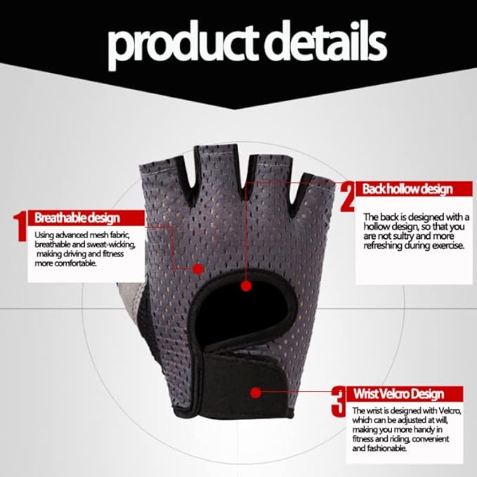 Workout Gloves for Weight Lifting Fingerless Gym Gloves for Men and Women | Exercise Gloves,Men's and Women's Anti-calluses Must-Have Fitness Gloves, Lightweight and Breathable