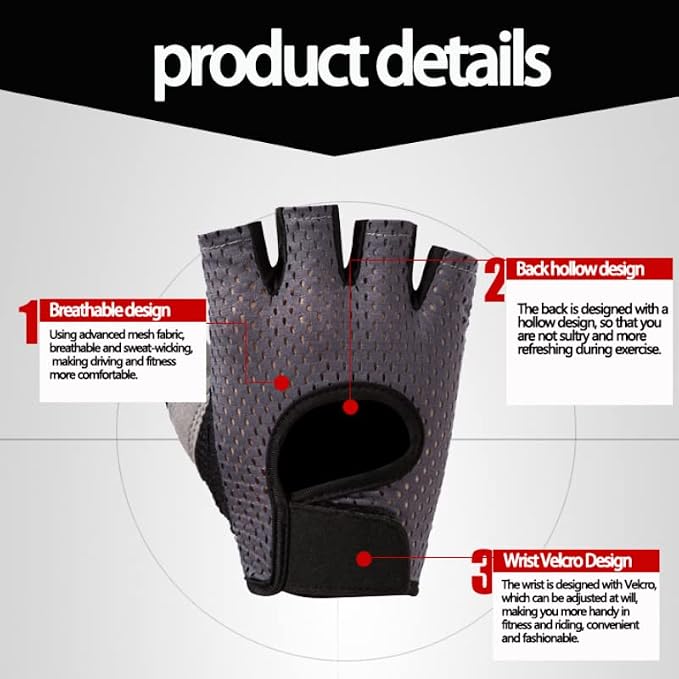 Workout Gloves for Weight Lifting Fingerless Gym Gloves for Men and Women | Exercise Gloves,Men's and Women's Anti-calluses Must-Have Fitness Gloves, Lightweight and Breathable