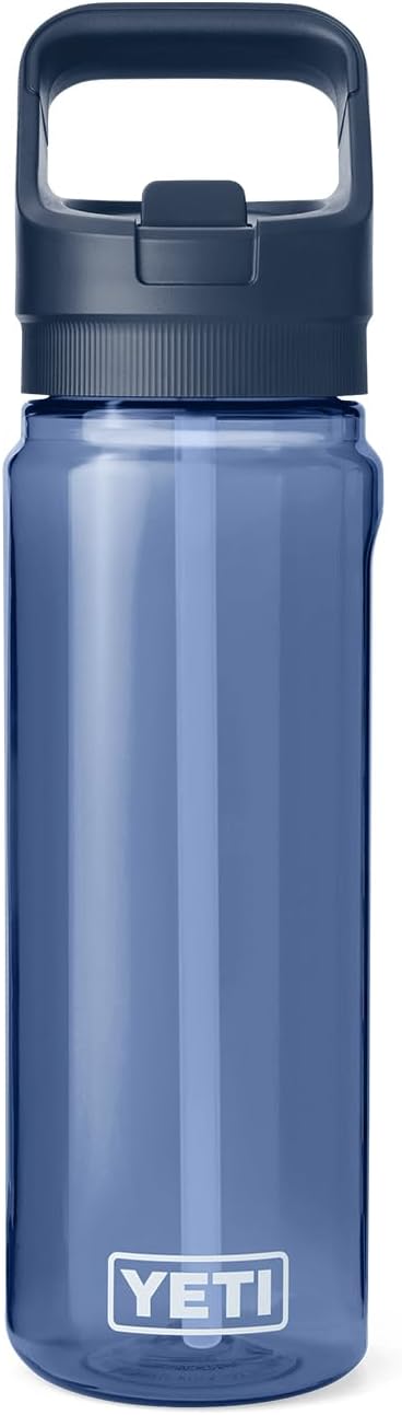 YETI Yonder 750 ml/25 oz Water Bottle with Yonder Straw Cap, Navy