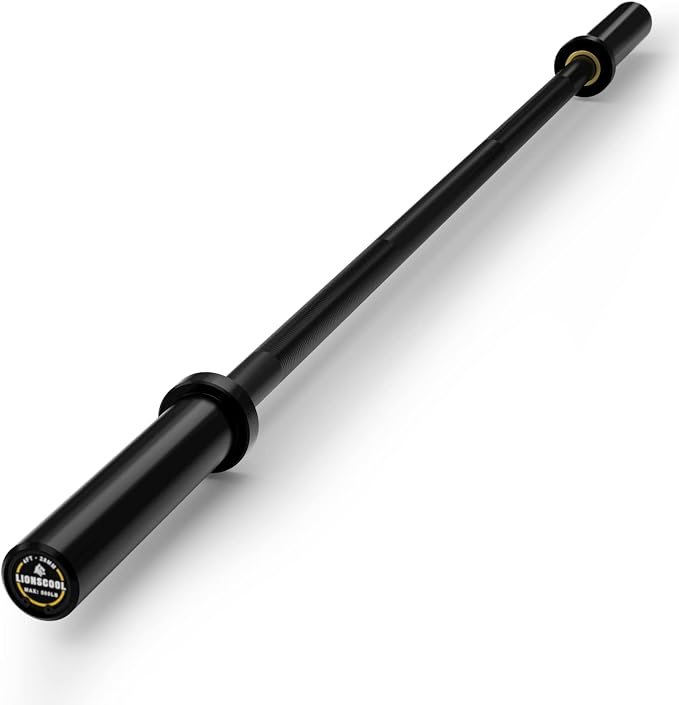 LIONSCOOL 4ft/4.9ft/6ft 2-Inch Olympic Barbell for Strength Training | Weightlifting, Squat, Curl, Deadlift, Press, Hip Thrust Straight Weight Bar, 350/500lbs Capacity, Chrome, Black, Silver, Red