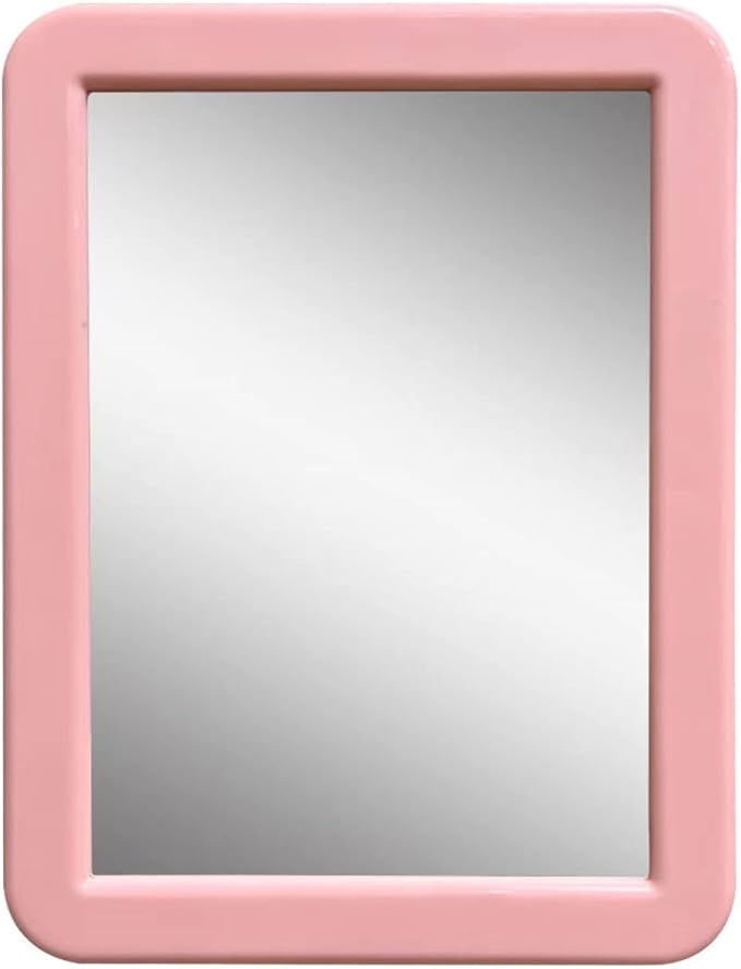PTY Magnetic Real Glass Mirror for School or Gym Locker, 5" x 7" - Locker Accessory - Small Makeup Mirror for Fridge, Toolbox, Office Cabinet, Workshop (Cotton Candy)