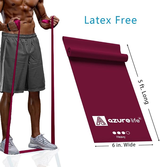 A AZURELIFE Professional Individual Exercise Resistance Bands, Single 5, 6,7 Ft or 8 Yards Elastic Bands, Non-Latex Stretch Bands for PT, Yoga, Pilates, Rehab, at-Home or The Gym Workouts