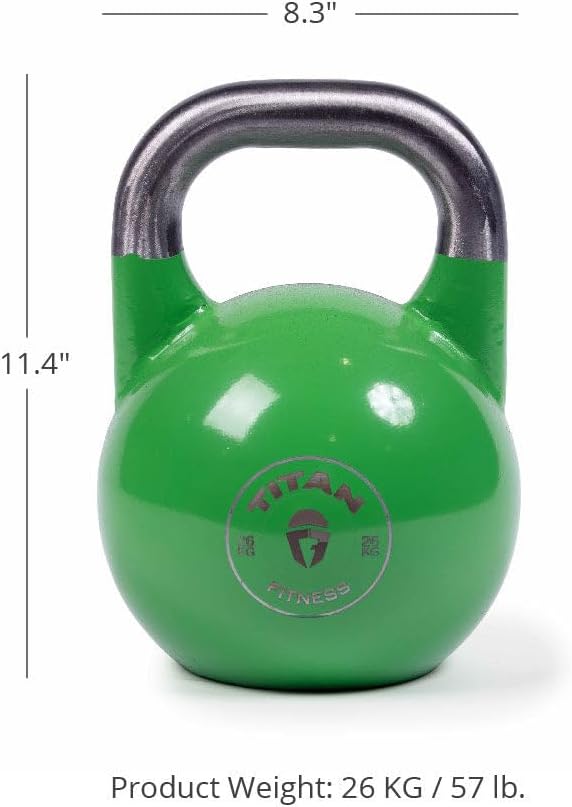 Titan Fitness Competition Kettlebell, Single Piece Casting, KG Markings, Full Body Workout