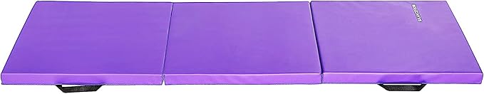 BalanceFrom 6x2 Feet 3-Panel Folding Gymnastics Mat – 2-Inch Thick Pad with Vinyl Surface and Carrying Handles for Tumbling, Yoga, Pilates, Home Workouts, and Martial Arts