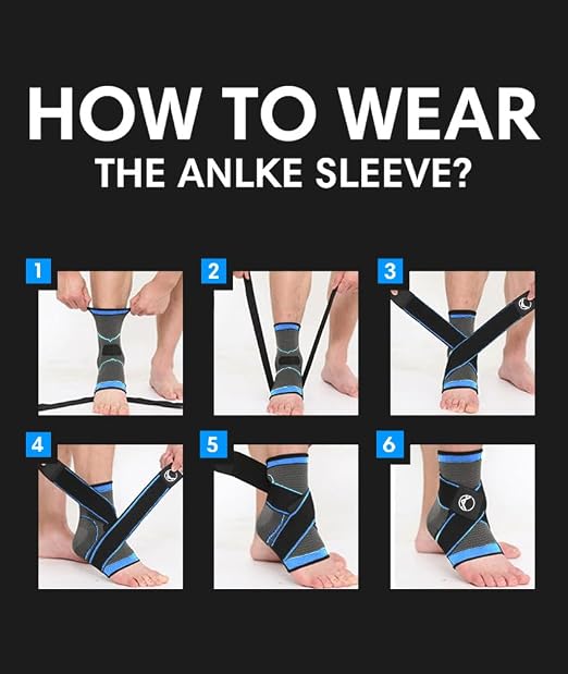 Ankle Compression Sleeve & Ankle Brace for Plantar Fasciitis Relief | Breathable arch support with adjustable straps for women & men; an Achilles tendonitis brace for running and work - 2 Sleeves