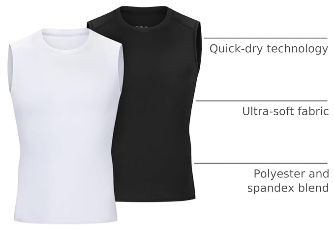 Youth Boys Sleeveless Compression Shirt Basketball Football Undershirt Quick Dry Kids Athletic Tank Tops for Workout