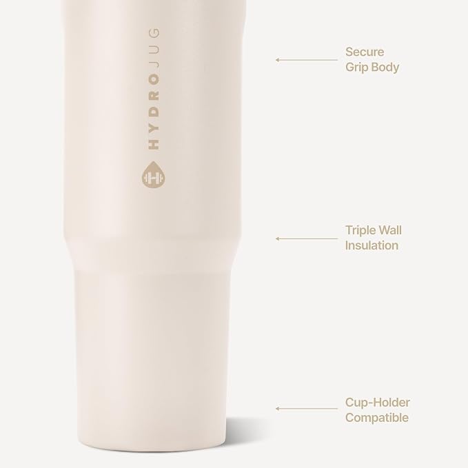 HydroJug Sport 32 oz Insulated Stainless Steel Water Bottle, Cream