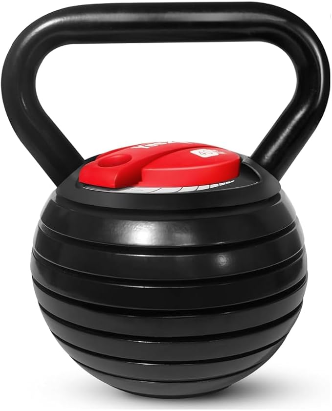 Yes4All Adjustable Kettlebell Set, 20–40 LB Weight Set, Solid Cast Iron Handle with Spacer Disks & Secure Lock, Space-Saving Kettlebell for Home Gym Strength Training, Black