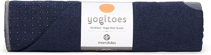 Manduka Yogitoes Hot Yoga Mat Towel - 71" | Moisture Activated Grip | Patented Silicone Nubs | Highly Absorbent, Durable & Easy Care | Made from Recycled Materials | 71 x 24 Inches | Midnight