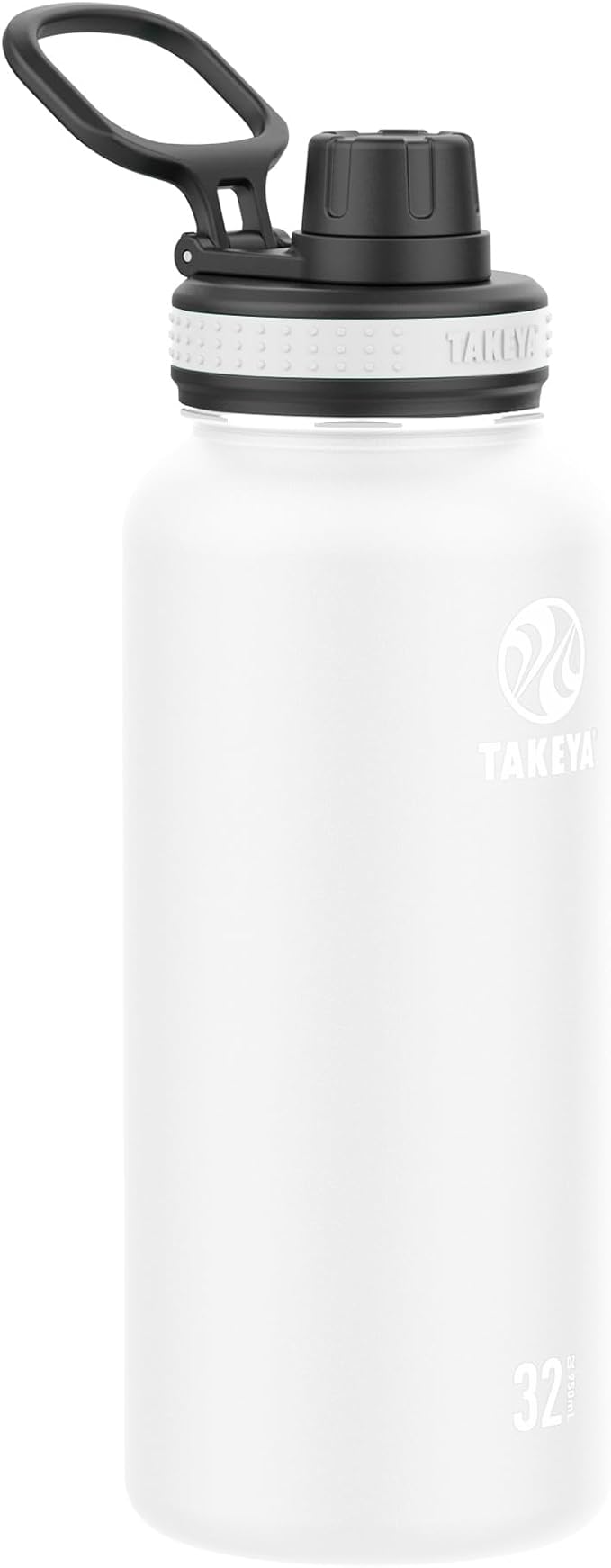 Takeya Originals 32 oz Vacuum Insulated Stainless Steel Water Bottle - Leakproof & BPA-Free Spout Lid - Keeps Drinks Cold 24 Hrs/Hot 12 Hrs - Double-Wall Design - Ideal for Active Lifestyles, White