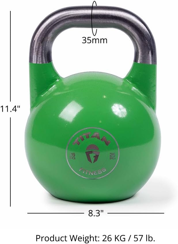 Titan Fitness Competition Kettlebell, Single Piece Casting, KG Markings, Full Body Workout