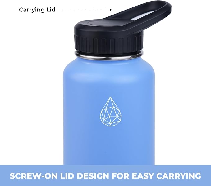 37 oz Insulated Water Bottles with Twist Cap, Keep Cold 24H, Leak-Proof, BPA-Free, Double Wall Stainless Steel Water Flask for Sports, Gym, Travel, and School (Light Blue)