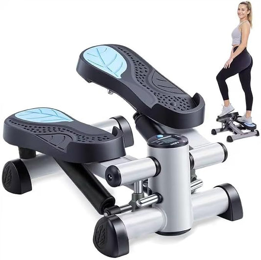 Efitment Mini Stepper for Exercise at Home, Twist Stair Stepper with Resistance Bands, LCD Monitor, Compact Cardio Step Machine for Full Body Workout