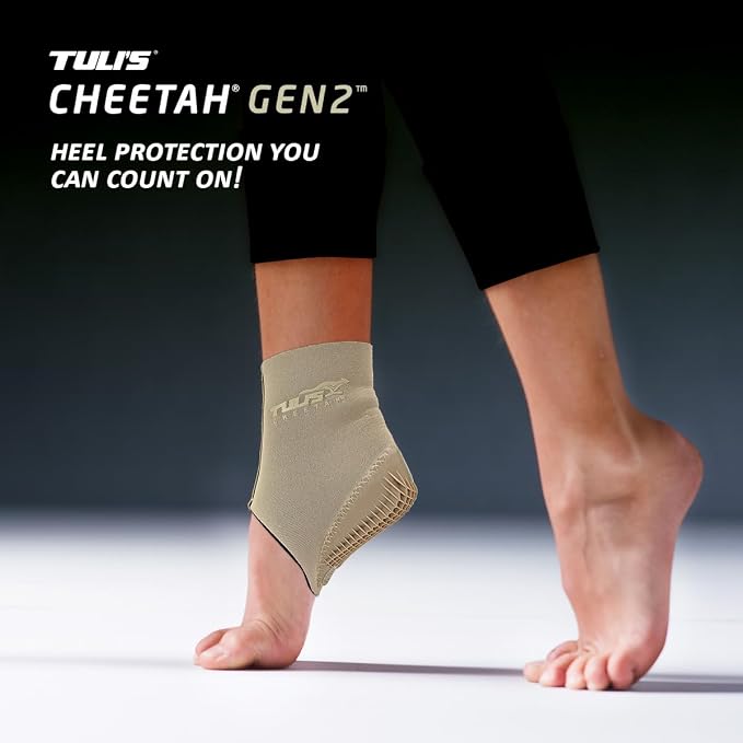 Tuli's Cheetah Gen2, Heel Cup for Sever’s Disease & Heel Pain, Small | Heel Cup w/ Compression Sleeve & Barefoot Protection for Gymnasts and Dancers with Sever’s Disease & Heel Pain