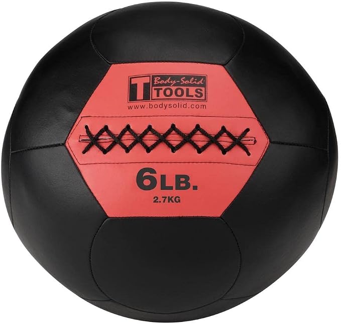 Body-Solid Tools (BSTSMB) Soft Shell Medicine Ball – Non Bouncing Wall Balls for Strength Training, Weight Loss Workout, Core Exercise and Home Gym Fitness, Black, 6-30lbs Weight
