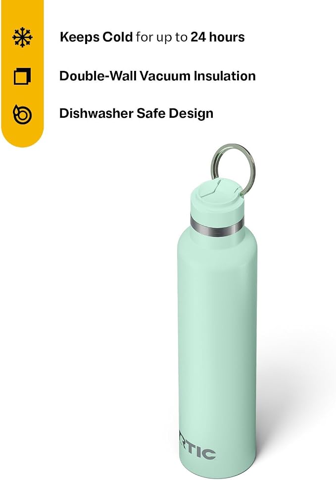 RTIC 26oz Journey Water Bottle Ceramic Lined Metal Stainless Steel Vacuum Insulated, BPA Free, Reusable, for Water, Hot and Cold Drinks, Travel, Sports, Camping, Fresh Mint
