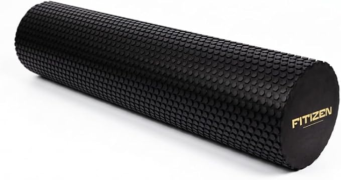 Foam Roller for Muscle Massage, Stiff Back Pain Relief, Physical Therapy, Deep Tissue, Exercise Equipment for Home Gym, Stress, Yoga, Pilates for the Fit Citizen (Black, Large 24 x 6 Inches)