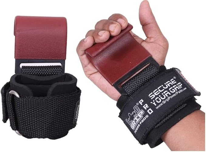 Weight Lifting Rod Hooks Heavy Duty Wrist Wraps Power Weight Lifting Training Gym Grips Straps Set of 2