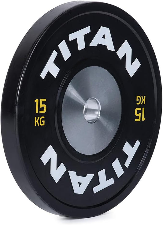 Titan Fitness Elite Olympic Bumper Plates, Competition Weight Plates, Rubber Rubber with Steel Insert
