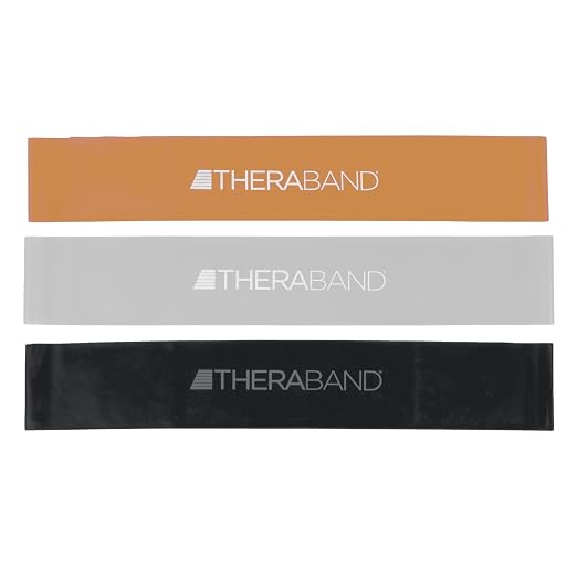 THERABAND Resistance Band Loop Set of 3, Exercise, 18", Black/Silver/Gold | Elastic resistance band for exercise, strength training, stretching and physical therapy - ideal for home workouts