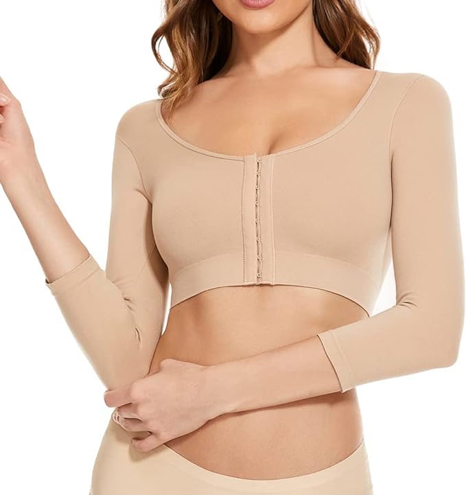 KSKshape Arm Shaper for Women Post Surgery Arm Lipo Compression Sleeves Front Closure Shapewear Bra Posture Corrector
