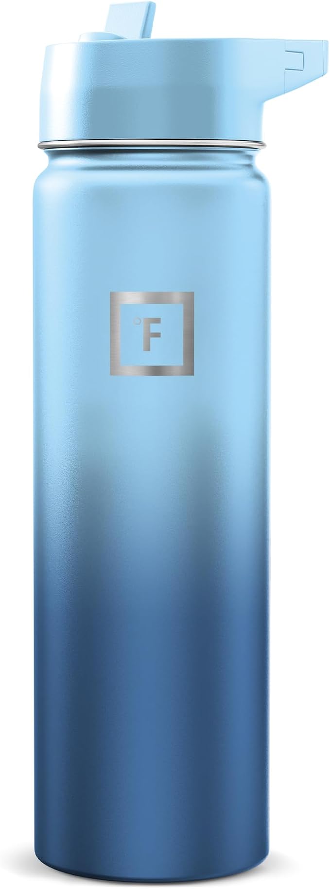 IRON °FLASK 24 oz Wide Mouth Water Bottle with Straw | Insulated Stainless Steel Sports Water Bottle with Leakproof Straw Lid - BPA Free, Cold 24 Hrs, Sweat Free (Blue Wavess)