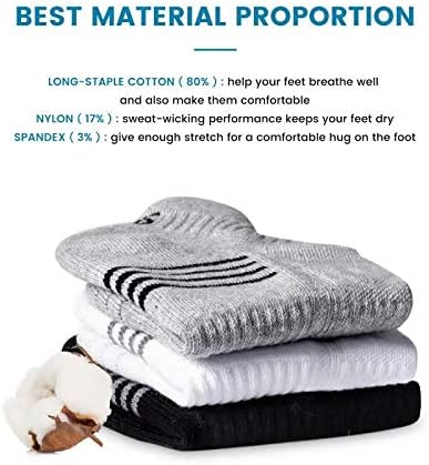 TANSTC Athletic Running Ankle Socks for Men Women, Cushioned Low Cut Sport Tab Socks, 6 Pack