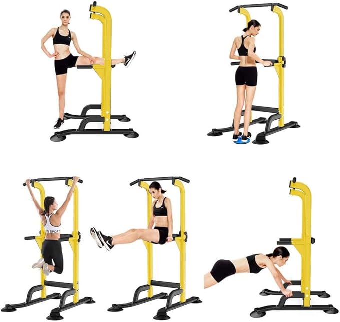 SogesHome Multi-Function Power Tower Pull Up Bar Dip Station for Home Gym | Height Adjustable PullUp Dip Stand, Full Body Strength Training Equipment, Fitness Workout for Push Ups Dips, 330LB Capacity