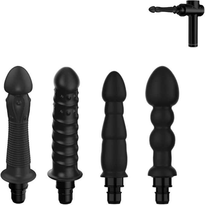 NUHUi Premium Black Massage Gun Attachments, Set of 4 – Dual-Size Compatible (12-13mm & 18-19mm) with Soft-Touch Surface (Large for 18-19mm)