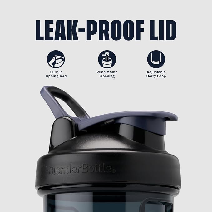 BlenderBottle Shaker Bottle Pro Series Perfect for Protein Shakes and Pre Workout, 28-Ounce, Black