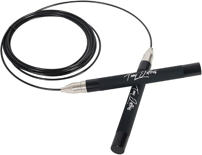 Tony Jeffries 2.0 Speed Jump Rope of 360 degree Spin Ball Bearings, Daily Exercise Skipping Rope with Silicon Grip Handles, Lightweight Self Locking Adjustable Length Jump Rope for Fitness Training