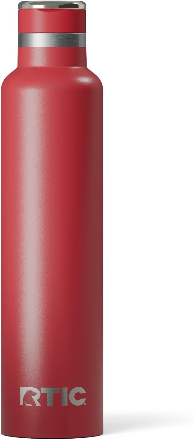 RTIC 26oz Journey Water Bottle Ceramic Lined Metal Stainless Steel Vacuum Insulated, BPA Free, Reusable, for Water, Hot and Cold Drinks, Travel, Sports, Camping, Flag Red