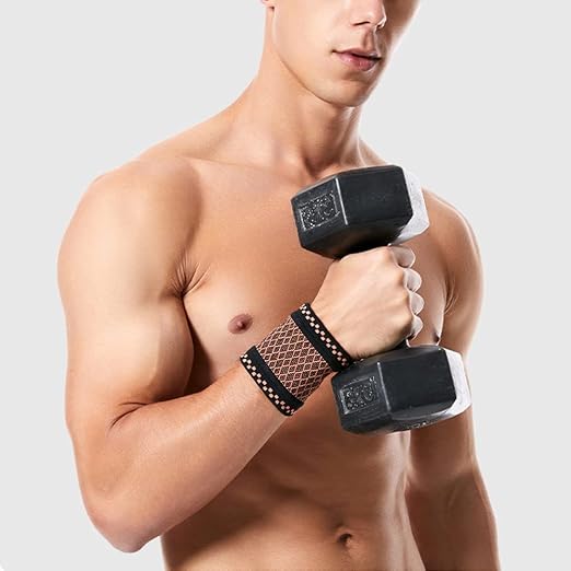 Copper Wrist Compression Brace (2Pcs), Elastic Wrist Support Sleeve Wrist Braces for Tendonitis, Arthritis, Carpal Tunnel Pain Relief, Soft Wrist Wrap Wristbands for Sport, Fitness, Workout, Typing(M)