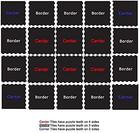 American Floor Mats Fit-Lock 3/8 Inch Heavy Duty Rubber Flooring - Interlocking Rubber Tiles (24" x 24" Tile) Solid Black 8' x 10' Set (20 Tiles Total) - Exercise Mats, Home Gym Sets